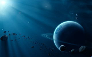 Space planets sun clouds stars - a group of planets free wallpaper