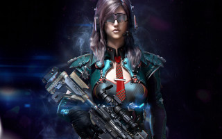 Futuristic woman cyberpunk space helmet 2 - cyberpunk style free wallpaper