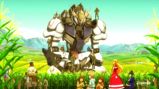 Group people field giant robot - a field next free wallpaper