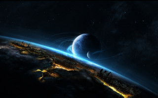 Earth space light aurora city - a view of the earth free wallpaper