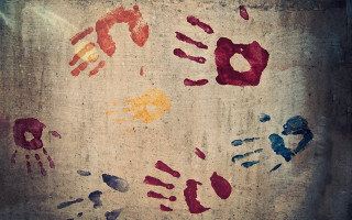 Hands fingers handprint cave painting - paper texture free wallpaper for desktop