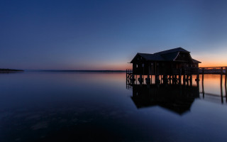 House dock lake sunset reflection - photograph free wallpaper for desktop
