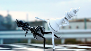 Robot chesspiece 3d render bokeh - les automatiste free wallpaper
