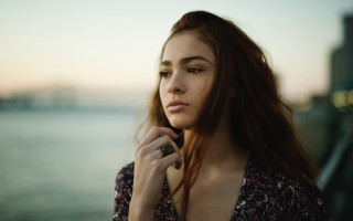 Woman longhair water sunset portrait - brigette barrager free wallpaper