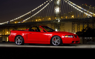 Red sports car bridge night 4 - a bridge free wallpaper