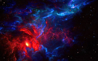 Colorful space stars red blue - nebula free wallpaper