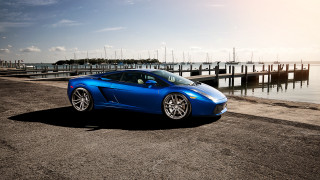 Blue sports car dock boat - a blue sports car free wallpaper