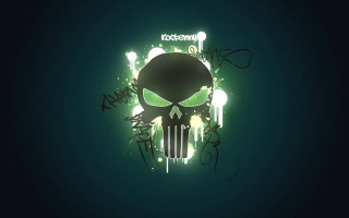 Green skull black background writing - dark background free wallpaper