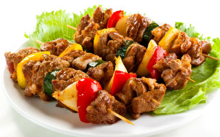 Meat vegetables skewers lettuce food - lettuce free wallpaper for desktop