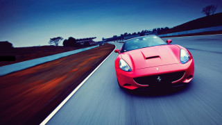 Red sports car night motion - fauvism free wallpaper