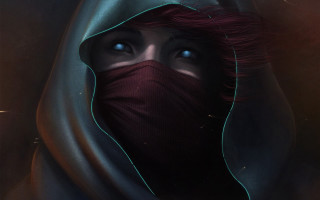 Red haired woman red mask - a red mask free wallpaper