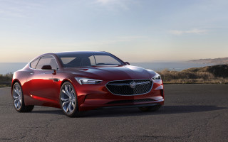 Red car ocean mountains blue - cgstudio free wallpaper