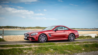 Red mercedes benz coupe sunny - art and crafts movement free wallpaper