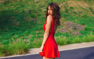 Woman red dress skateboard wind - a skateboard free wallpaper for desktop