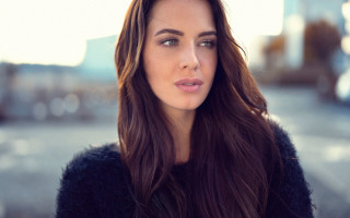 Woman long hair black sweater - a street corner free wallpaper