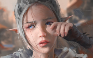 Horned woman white dress fantasy - horn free wallpaper