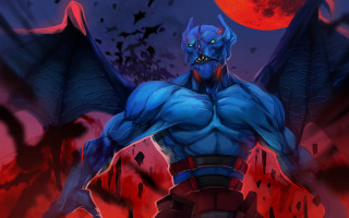 Demonic blue winged man red - a demonic looking man free wallpaper