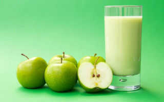 Milk green apples half eaten - apple free wallpaper for desktop