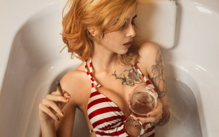 Woman bathing suit wine tattoo - suit holding free wallpaper