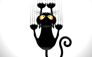Black cat kinetic art yellow - string free wallpaper