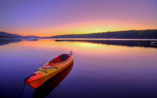Kayak sunset water paddling impressionist - tranquil free wallpaper for desktop