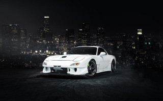 White sports car night city 4 - the building free wallpaper for desktop