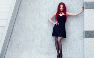 Red haired gothic woman black - evaline ness free wallpaper for desktop