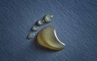 Yellow white object blue surface - a blue surface free wallpaper for desktop