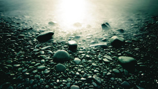 Beach rocks water sunlight person - david begbie free wallpaper