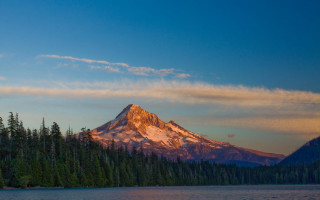 Mountain lake trees sunset nature - a mountain free wallpaper for desktop