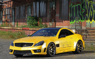 Yellow mercedes slk graffiti staircase - a staircase free wallpaper