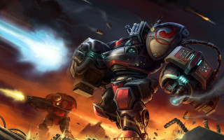 Robot gun fire smoke dusk - his hand and a gun free wallpaper