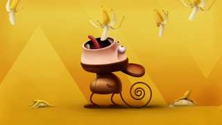 Cartoon hat snail banana flying - diego gisbert llorens free wallpaper for desktop