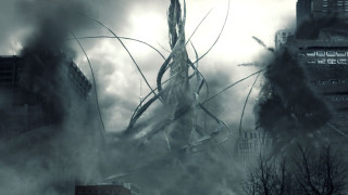 Large building octopus roof smoke - roof free wallpaper