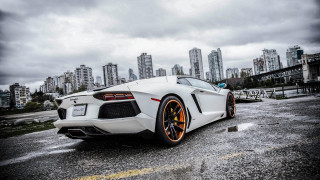 White sports car cityscape cloudy - andrew law free wallpaper for desktop