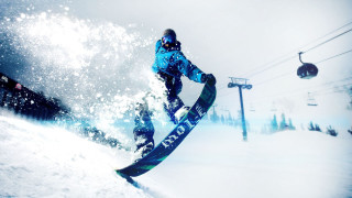 Snowboarder trick ski lift holography - a snowboarder free wallpaper for desktop