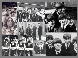 Beatles collage 1960s photos music - a collage of photos free wallpaper