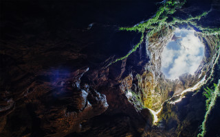 Cave sky reflection tree water - a sky free wallpaper for desktop