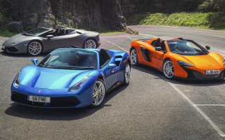 Three sports cars mountain puzzle - triadic free wallpaper for desktop