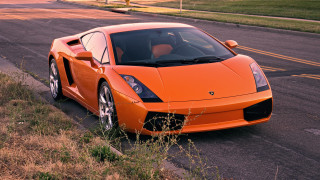 Orange sports car parked roadside - orange sports car free wallpaper for desktop