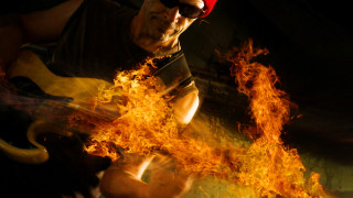 Fire guitar man embers autumn - free light wallpaper