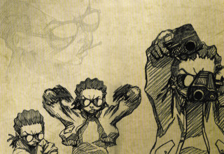 People camera gun drawing art - a drawing of a man holding free wallpaper