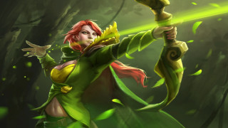 Green elf woman forest splash - a green outfit holding free wallpaper for desktop