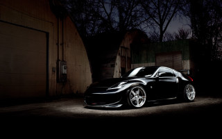 Black sports car dark alley - darkness free wallpaper