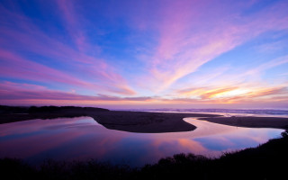 Sunset river beach purple sky - a body of water free wallpaper for desktop