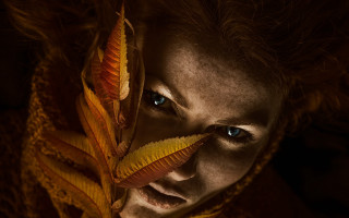 Woman snake face portrait blue - a snake free wallpaper