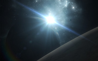Bright sun distant planet space 2 - a bright sun free wallpaper