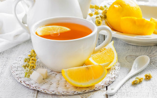 Cup tea lemons teapot white - a white cloth free wallpaper