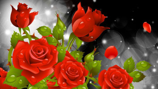 Red roses green leaves gothic - a silver free wallpaper