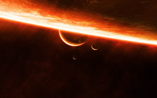 Planets orange glow space art - orange glow free wallpaper